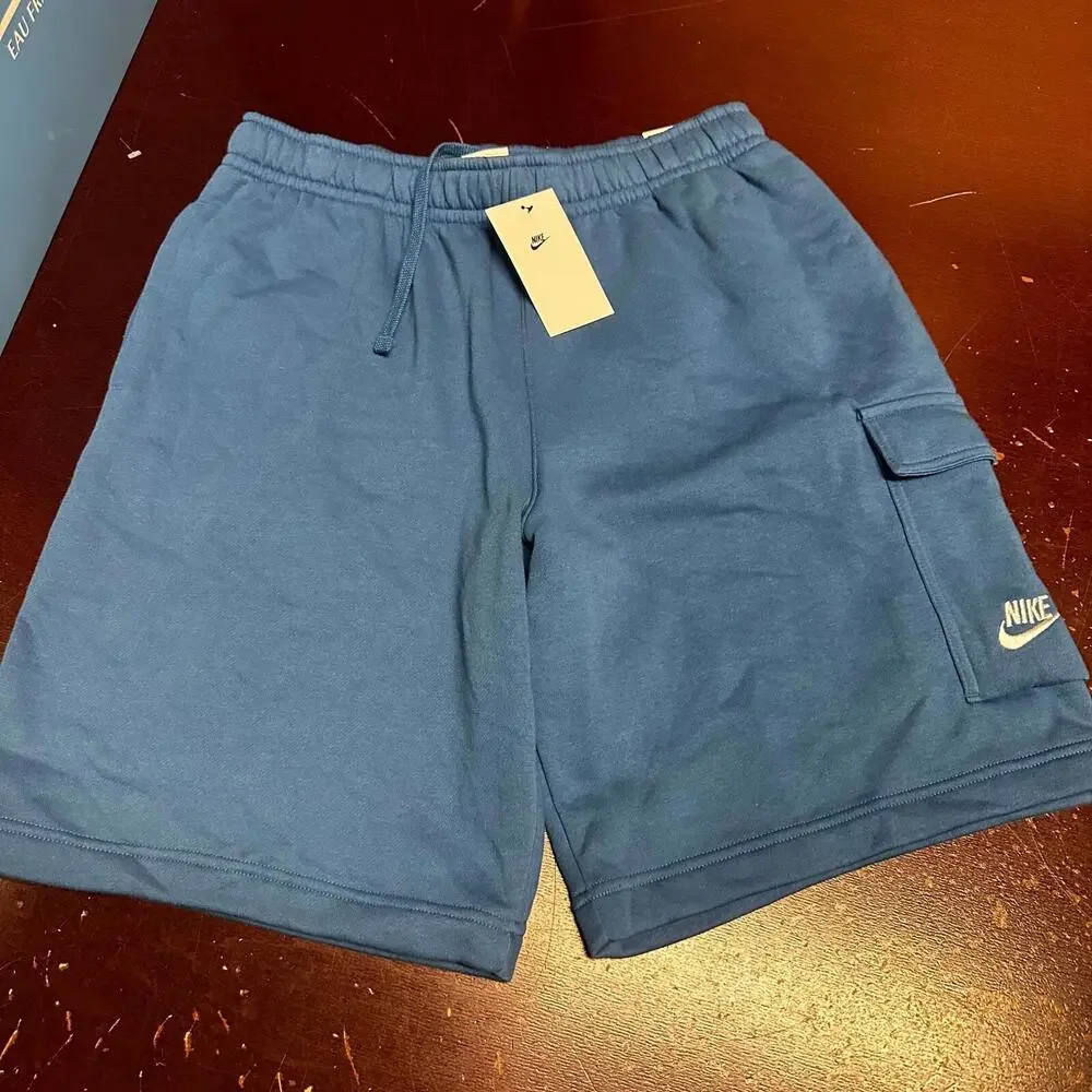 Nike Mens Blue Sportswear Club Standard Fit At Knee Length Cargo Shorts Size M L - Picture 1 of 5